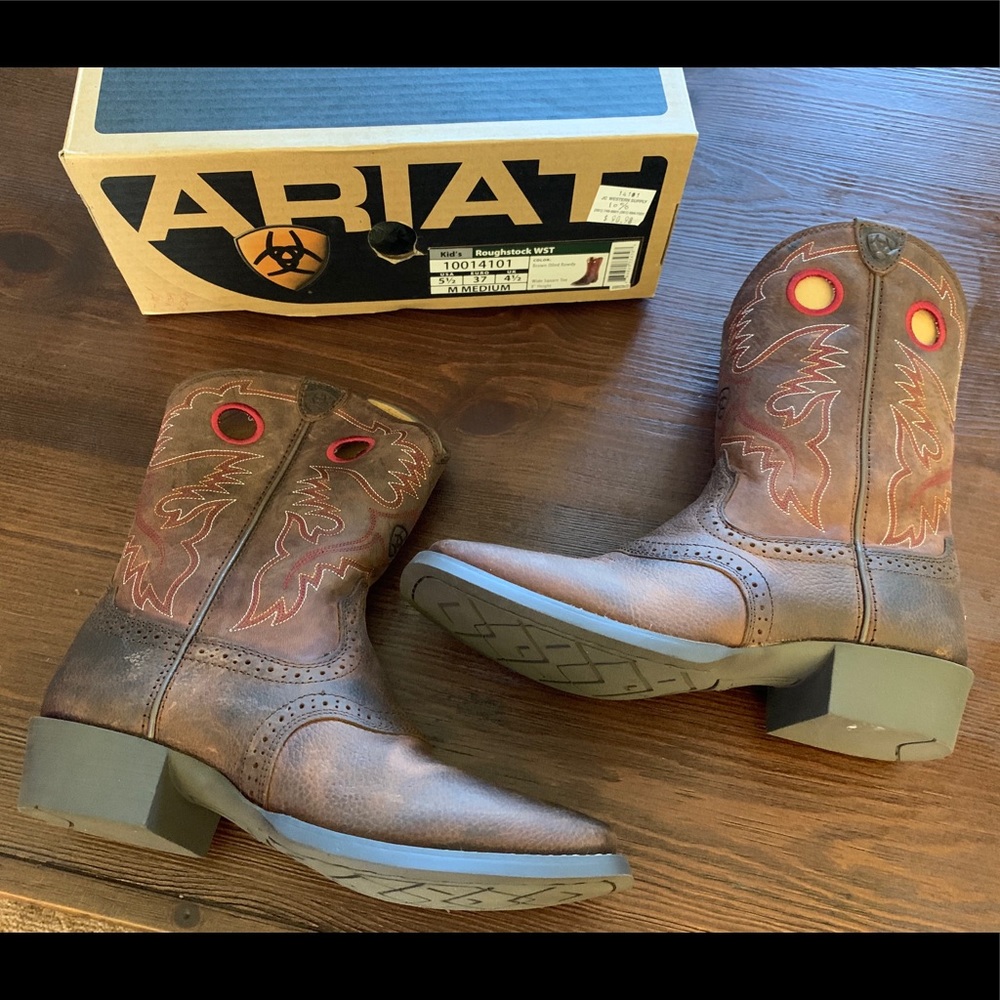 [Ariat Boots ] Brown/Red- 5 1/2 kids womens 7